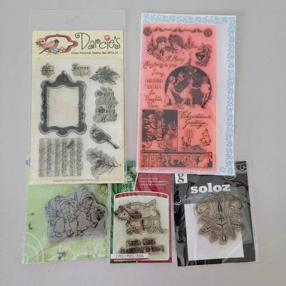 Scrapbooking Clear Stamps Bundle Mixed Brands Craft Stamps Set with Block
